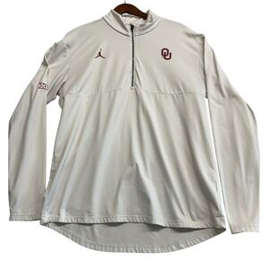 Jordan Oklahoma Sooners Mens Large 1/4 Zip Pullover White CN9871-151 Big 12